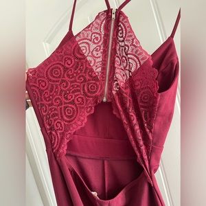 M Red Jumpsuit With Lace Back